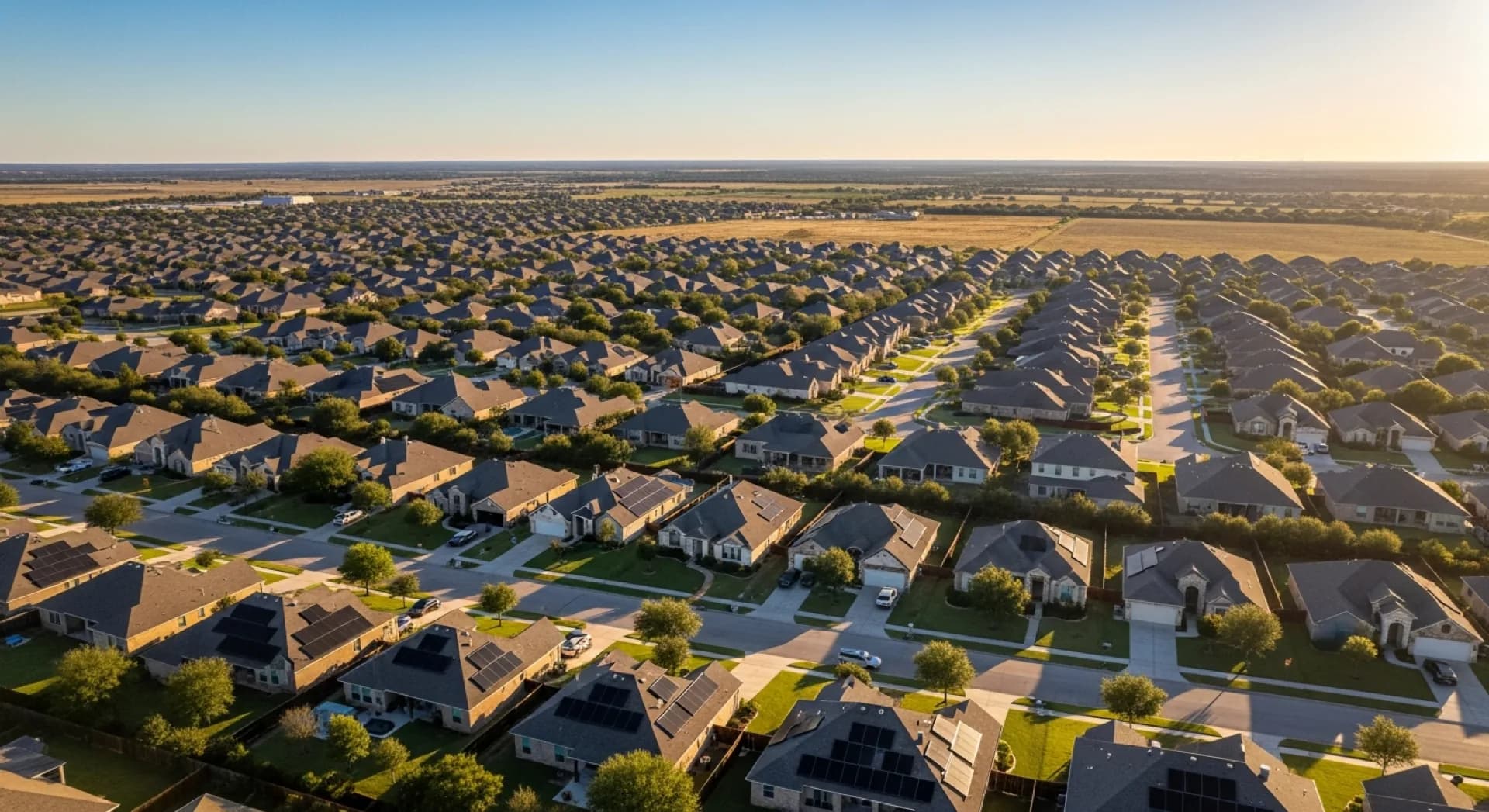 Texas neighborhood with solar panels — McKinney service area